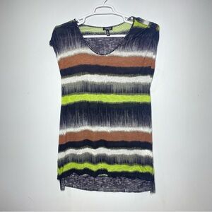 Jones New York Tunic Womens XL Multicolor Striped Hi Low Cap Sleeve Career Top